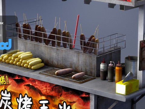 Street Vendor Roasted Corn 3D Model
