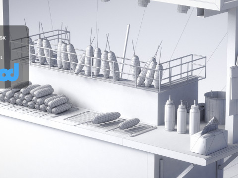 Street Vendor Roasted Corn 3D Model