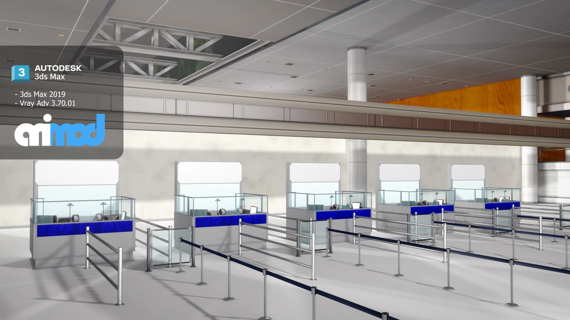 Immigration Counter 3D Model .c4d .max .obj .3ds .fbx .stl .blend 