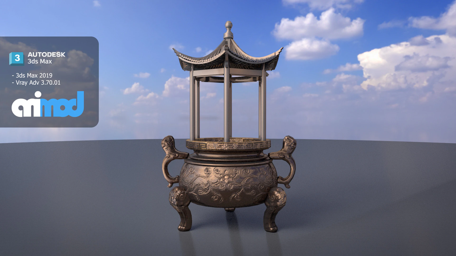 Outdoor Incense Burner 3D Model .c4d .max .obj .3ds .fbx .stl .blend 