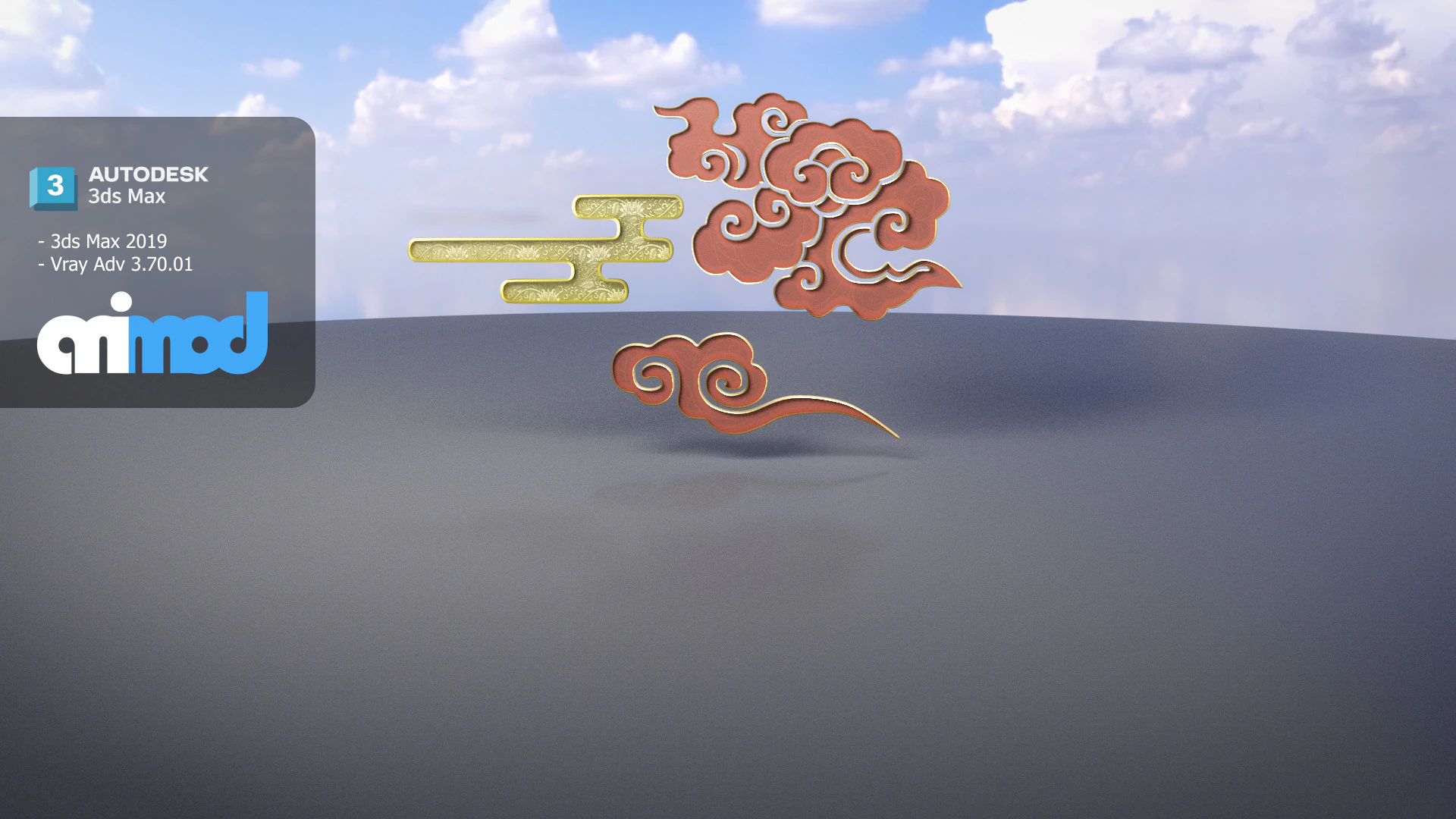 Chinese New Year Lucky Cloud 3D Model .c4d .max .obj .3ds .fbx .stl .blend 