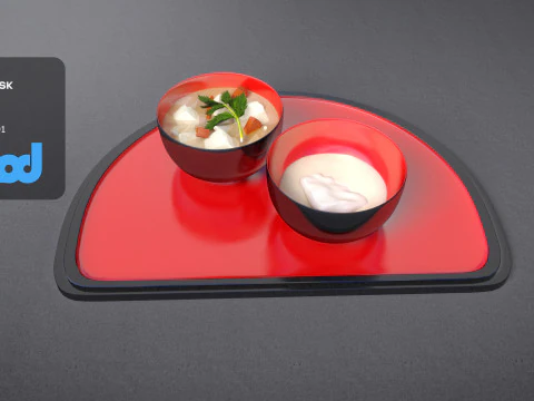 Japanische Suppe auf Tablett 3D Modell