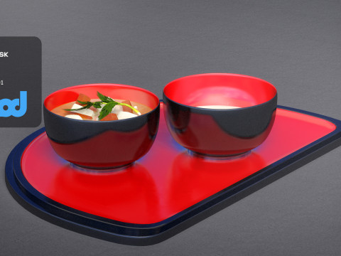 Japanese Soup on Tray 3Dモデル