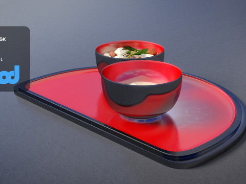 Japanese Soup on Tray 3Dモデル