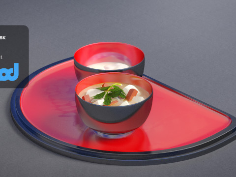 Japanese Soup on Tray 3Dモデル