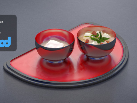 Japanese Soup on Tray 3Dモデル