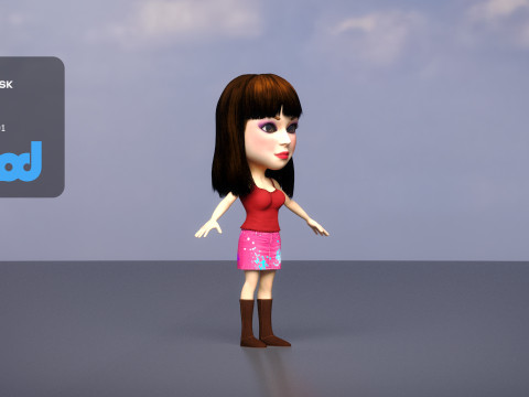Young Lady in Hot Top and Short Skirt 3Dモデル