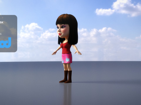 Young Lady in Hot Top and Short Skirt 3Dモデル