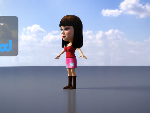 ホットトップと短いスカートの若い女性 3Dモデル