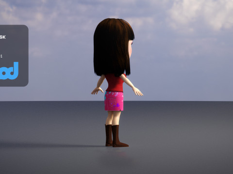 Young Lady in Hot Top and Short Skirt 3Dモデル