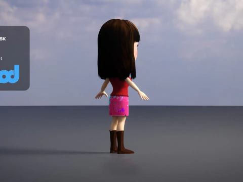 ホットトップと短いスカートの若い女性 3Dモデル