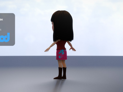 Young Lady in Hot Top and Short Skirt 3Dモデル