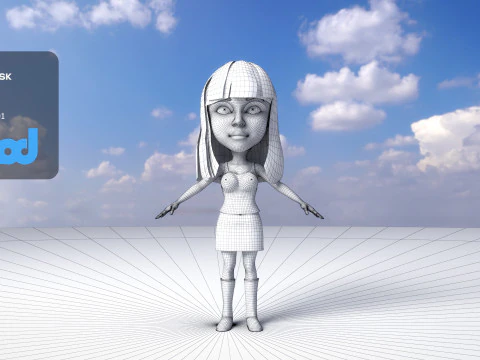 ホットトップと短いスカートの若い女性 3Dモデル