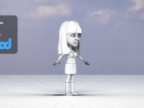 Young Lady in Hot Top and Short Skirt 3Dモデル