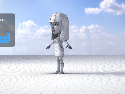 ホットトップと短いスカートの若い女性 3Dモデル