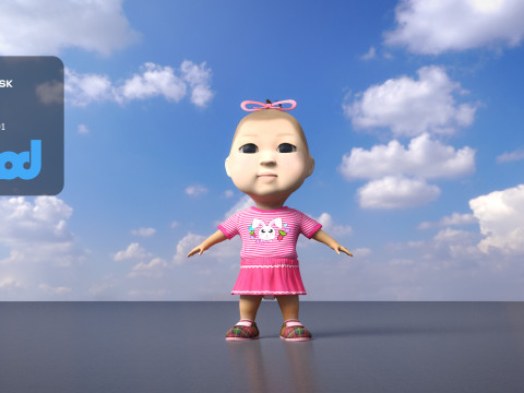 Cute Girl In Pink 3Dモデル