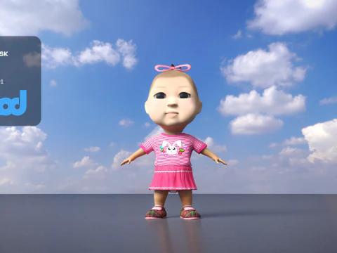 Мила дівчина в рожевому 3D Модель