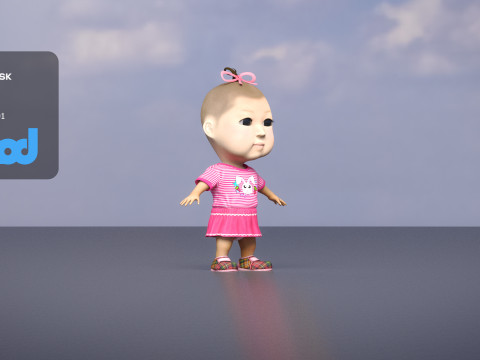 Cute Girl In Pink 3D Model
