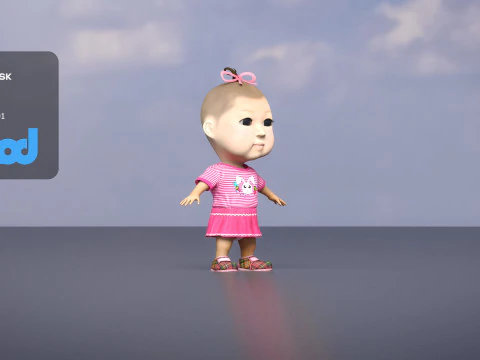 Cute Girl In Pink 3D Model