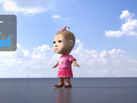 Cute Girl In Pink 3D Model