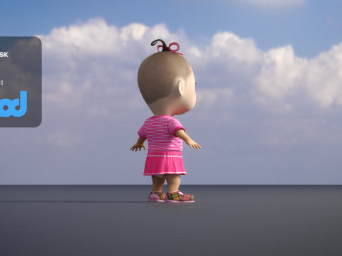 Cute Girl In Pink 3D Model