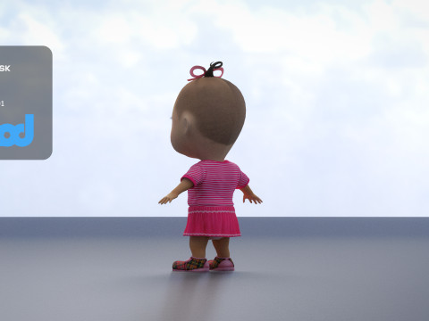Cute Girl In Pink 3D Model