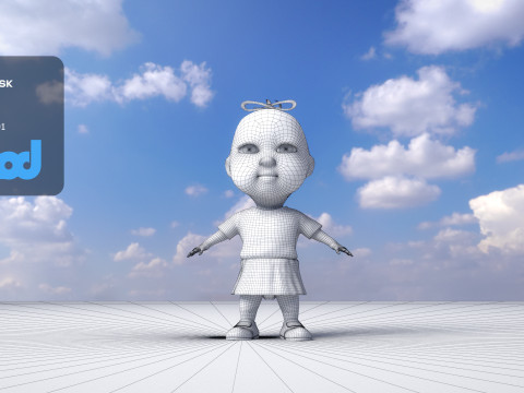Cute Girl In Pink 3D Model