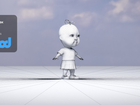 Cute Girl In Pink 3D Model