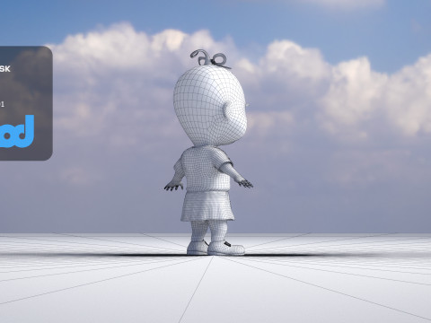 Cute Girl In Pink 3D Model