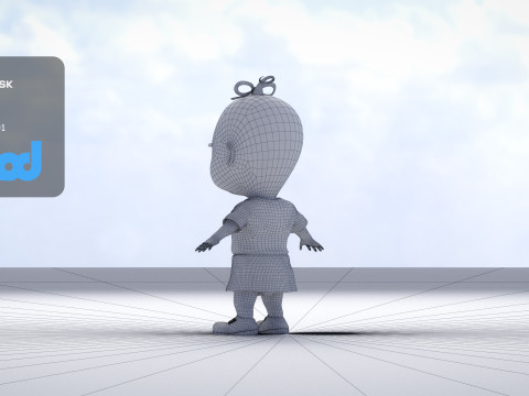 Cute Girl In Pink 3D Model