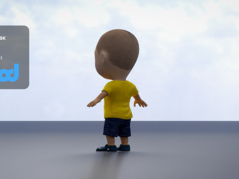 Cute Boy in Yellow Shirt 3D 모델