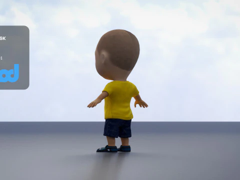 Cute Boy in Yellow Shirt 3D Model