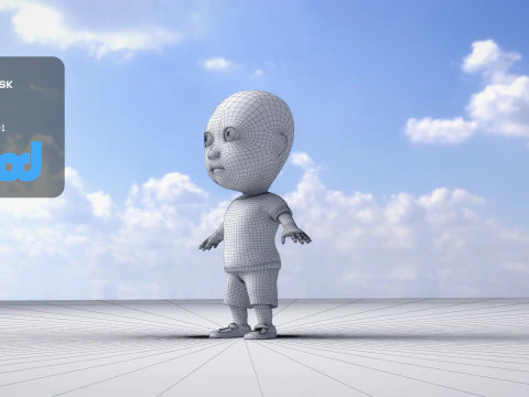 Cute Boy in Yellow Shirt 3D Model
