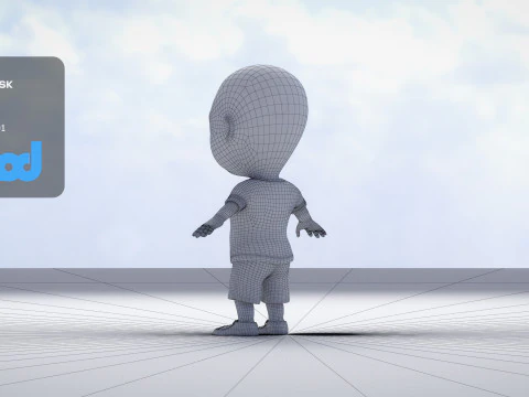 Cute Boy in Yellow Shirt 3D Model