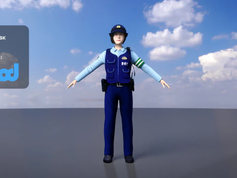 Mujer polic&iacute;a japonesa 0002 Modelo 3D