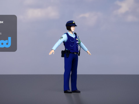Japanese Police Woman 0002 3Dモデル