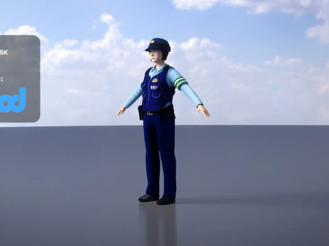 Japanese Police Woman 0002 3D Model