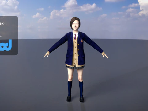 Japanisches Highschool-M&auml;dchen 0001 3D Modell