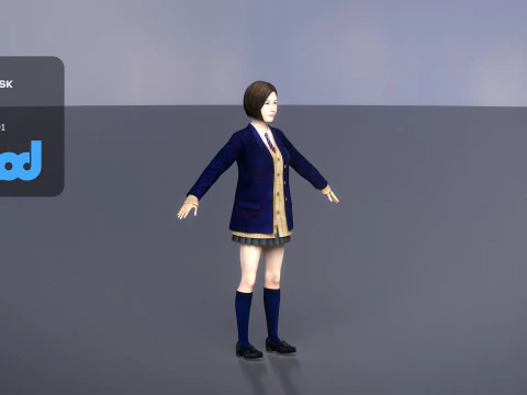Japanese High School Girl 0001 3D Model