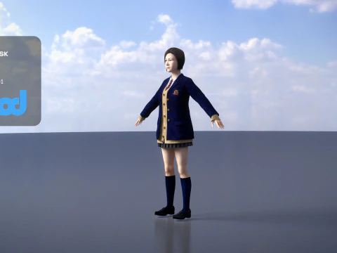 Japanese High School Girl 0001 3D Model