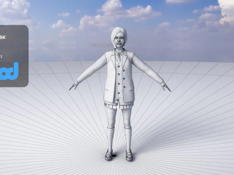 Japanese High School Girl 0001 3D Model
