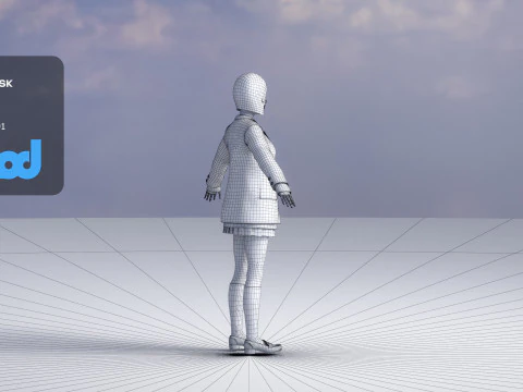 Japanese High School Girl 0001 3D Model