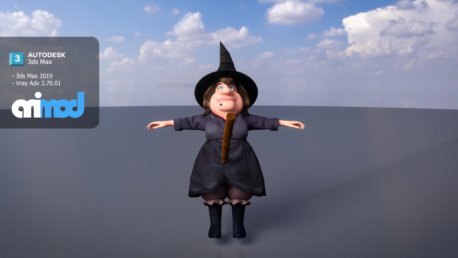 魔女 3Dモデル .c4d .max .obj .3ds .fbx .stl .blend