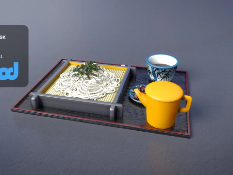 そば定食 3Dモデル