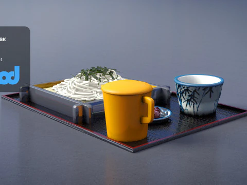 そば定食 3Dモデル