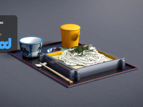 そば定食 3Dモデル