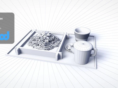 そば定食 3Dモデル