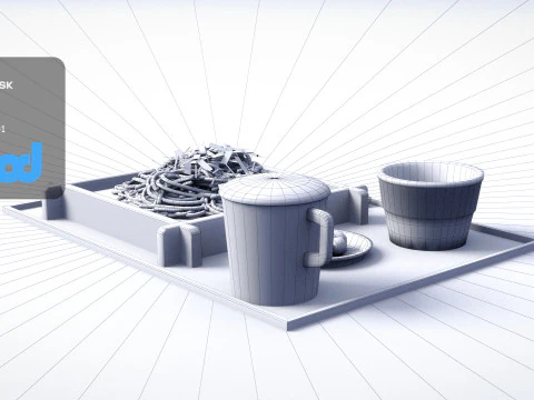 そば定食 3Dモデル