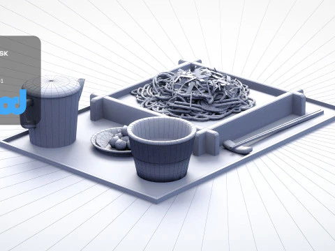 そば定食 3Dモデル