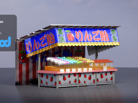 Japanese Street Stall 0007 Candy Apple Model 3D